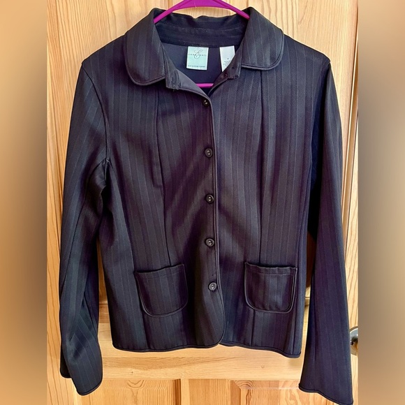 Emma James Black Blazer w Classic Collar Buttons Pockets Professional Emo Goth M - Picture 1 of 15